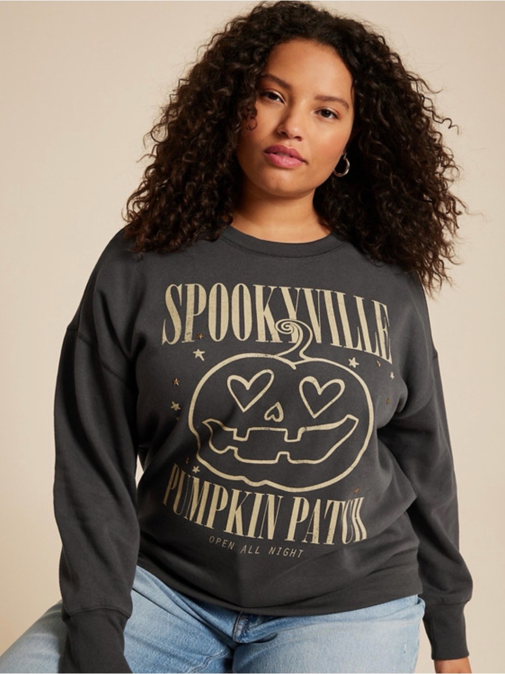 Maurices Charcoal Spookville Pumpkin Patch Graphic Sweatshirt